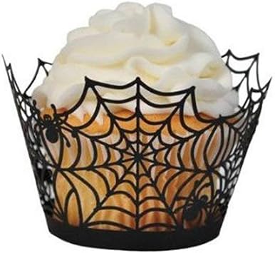 BinaryABC Halloween Cupcake Wrappers ، Spider Web Cupcake Wrapper ، Halloween Party Decorations Supplies 36Pcs