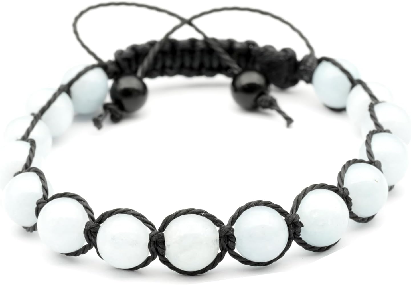 ElisaJewelryArt - Natural Black Onyx Beaded Bracelet Genuine Gemstone Strenght Crystal Macrame Bracelet Unisex Bracelet