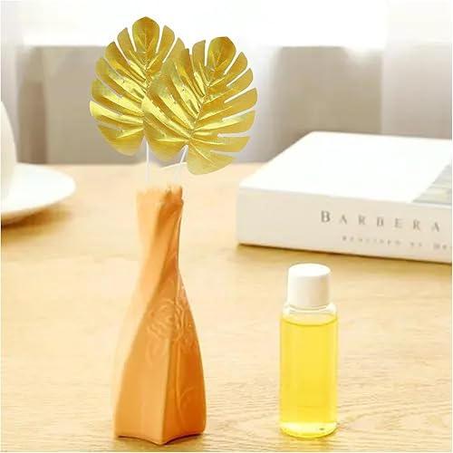 Miniatura 7 de 12 hojas de palma artificiales, hojas de Monstera tropicales doradas para safari, selva, hawaiano, Luau, fiesta, decoración de mesa y pared