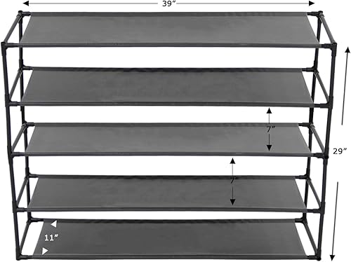 Miniatura 3 de Jerry & Maggie Zapatero de tela de 5 niveles, 39 pulgadas de ancho x 11 pulgadas de profundidad x 29 pulgadas de alto, material no tejido