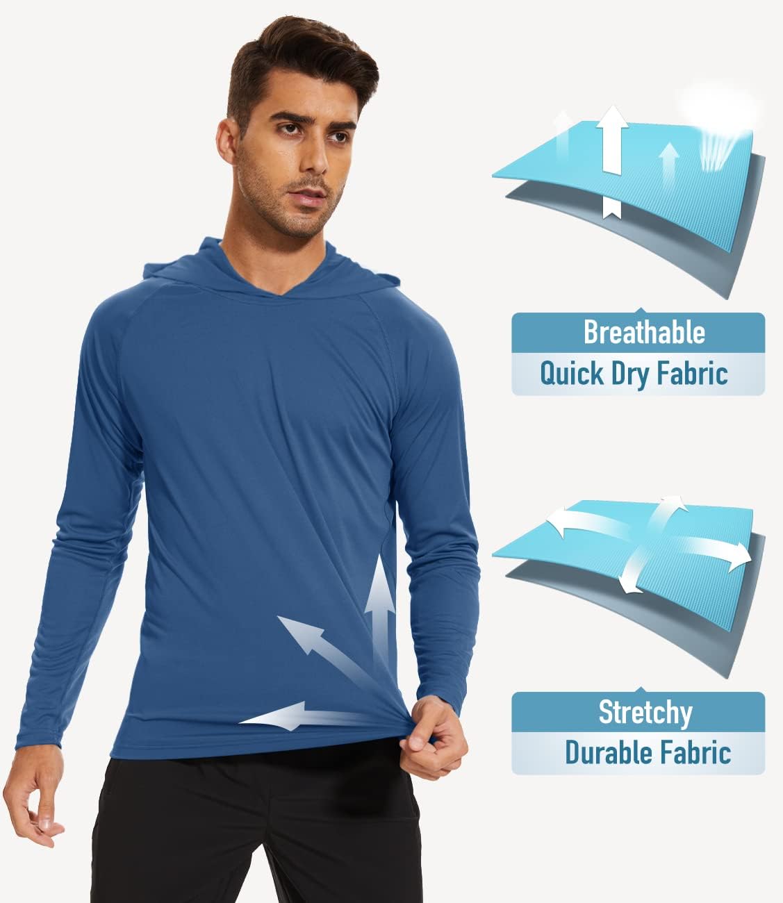 MAGCOMSEN Men's Hooded UPF 50+ Sun Protection T Shirts Long Sleeve Athletic Fishing Shirts Rash Guards - Image 4