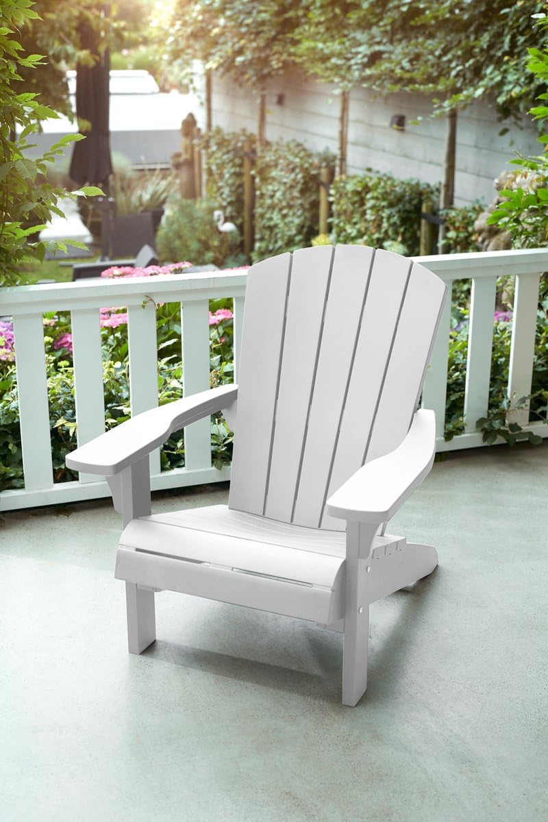 Keter - Chaise de Jardin Adirondack - Blanc - Style Bois