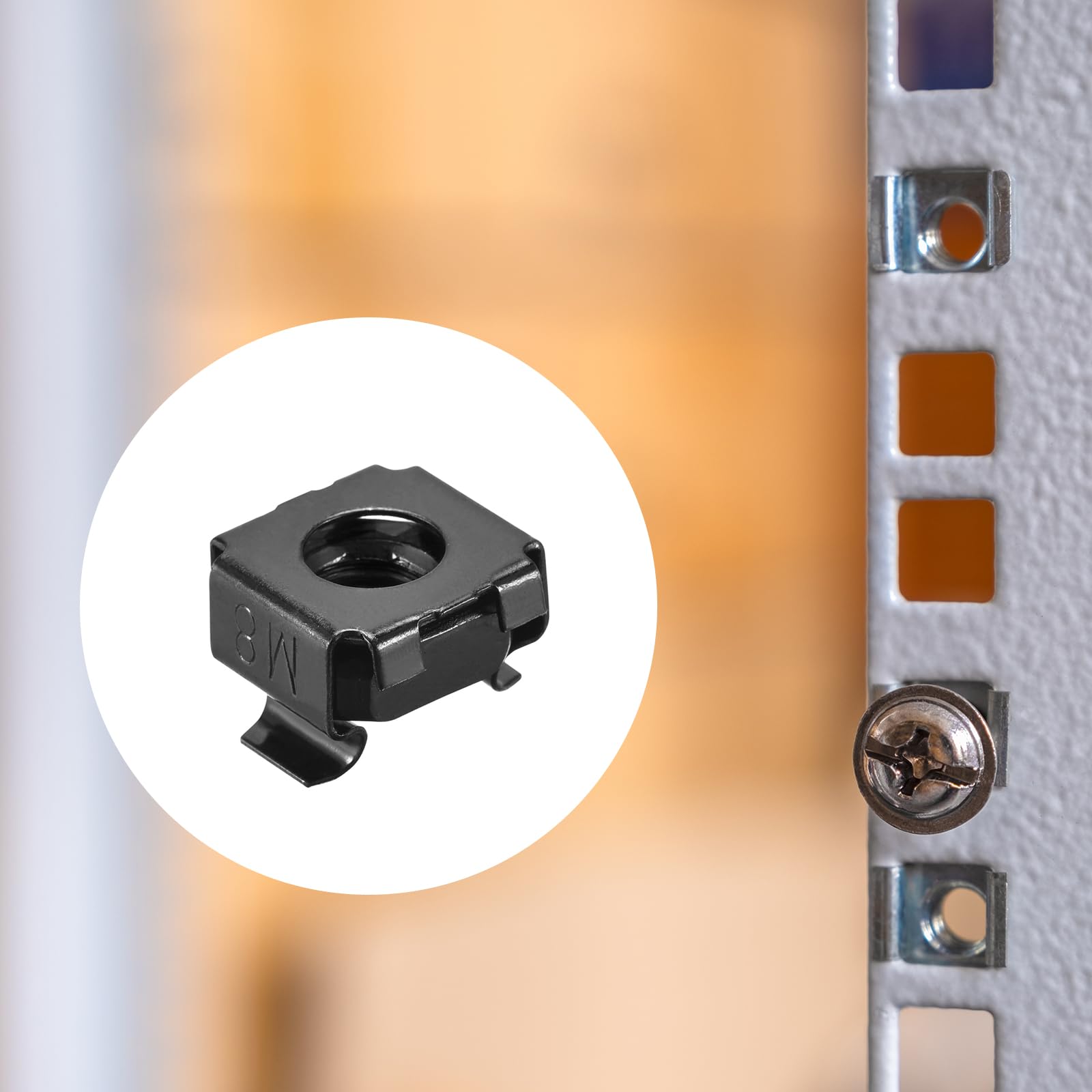 QUARKZMAN Dadi a Gabbia Snap-In, Dado in Acciaio Carbonio M8 x 1.25mm per Armadio Scaffale Server 50pz