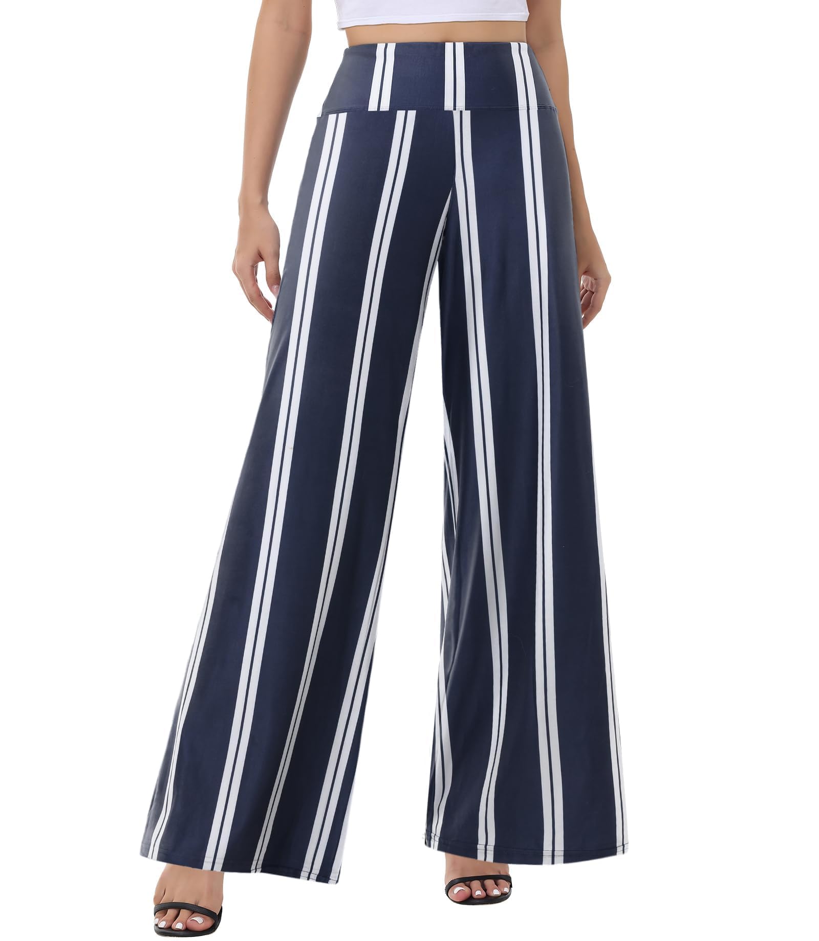 Wide Leg Palazzo Pants for Women - High Waist Casual Beach Lounge Pants Loose Dress Pants Stretchy Trousers