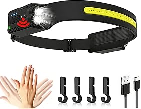 Super Bright Super Bright 5 Modes 230° USB Rechargeable LED Head Torch with Motion Sensor IPX4 Waterproof for Adventure, Fishing, Camping, Cycling