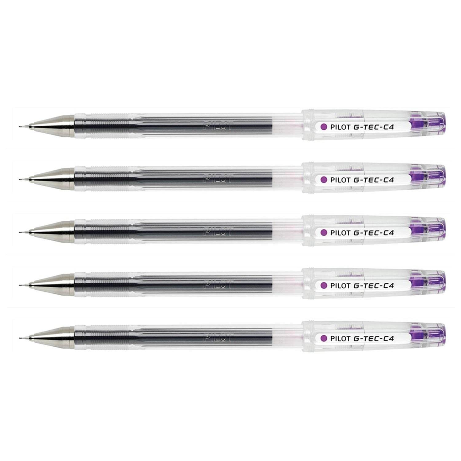 G-TEC-C4 Gel Ink Rollerball Pens Ultra Fine Tip 0.4 mm 0.2 mm Line Purple (Pack of 5)aa