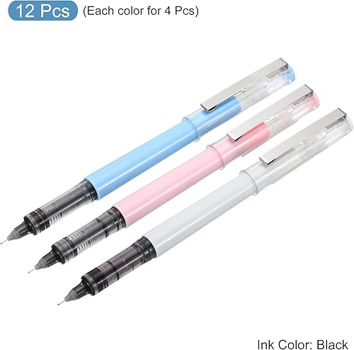 Miniatura 3 de PATIKIL Bolígrafos de gel de tinta negra de 5.12 pulgadas, paquete de 12 bolígrafos de punta fina de 0.015 in con tapa transparente para escribir