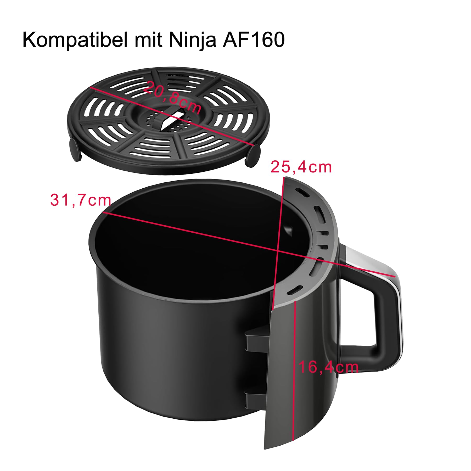 Panier Airfryer et grille croustillante pour Ninja AF160,panier de remplacement antiadhésif 5,2L