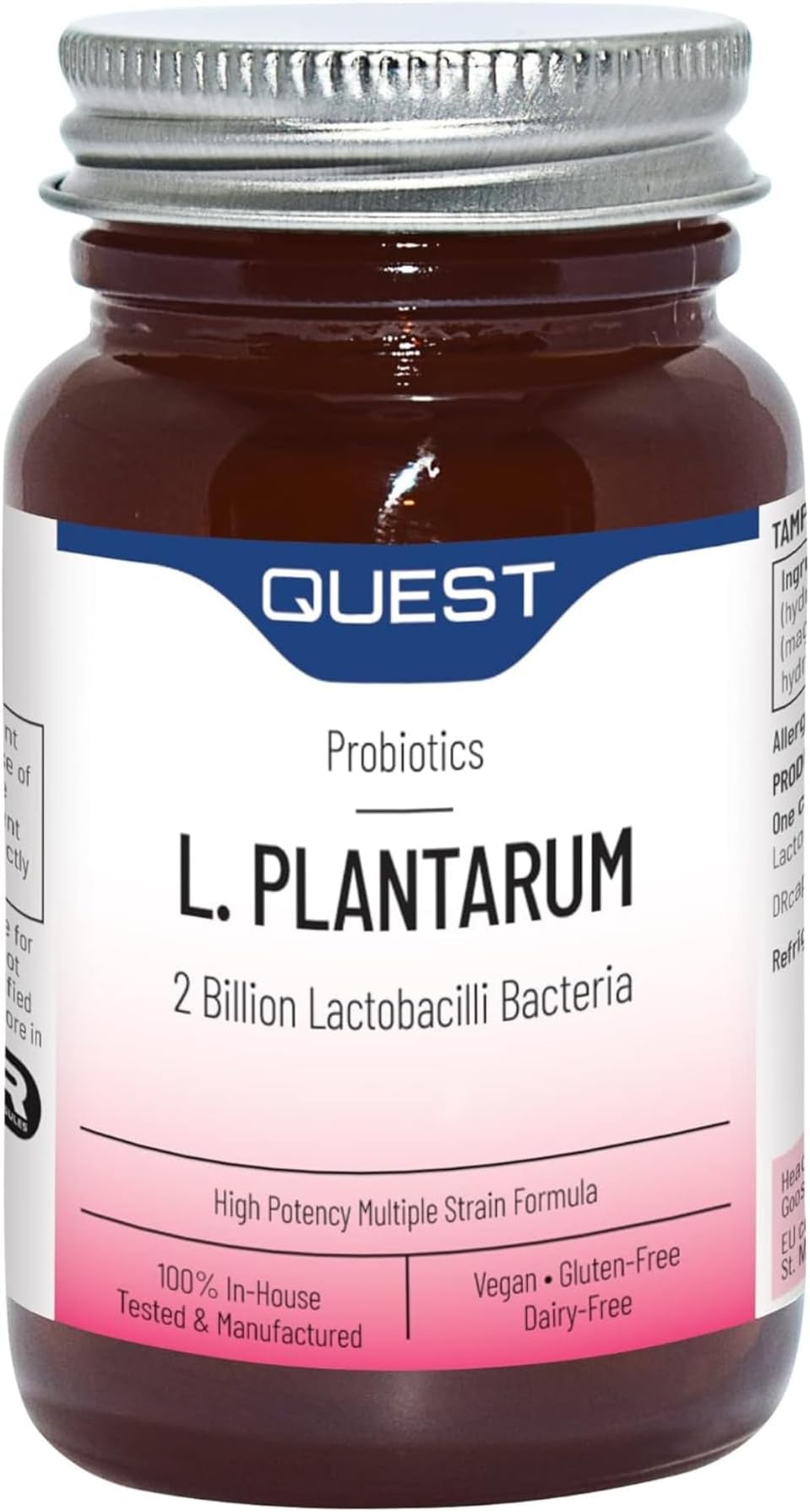 Quest L Plantarum Probiotic Capsules 2 Billion CFU for Immune & Digestive Support. Helps Restore Gut Friendly Bacteria & Regulate Immune Responses. Vegan & Gluten Free (45 Capsules)