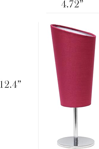 Miniatura 3 de Simple Designs LT1208-PNK - Lámpara de mesa compacta de 12.4 pulgadas, brillante y llamativa, cromada, con pantalla de tela en ángulo, para sala de