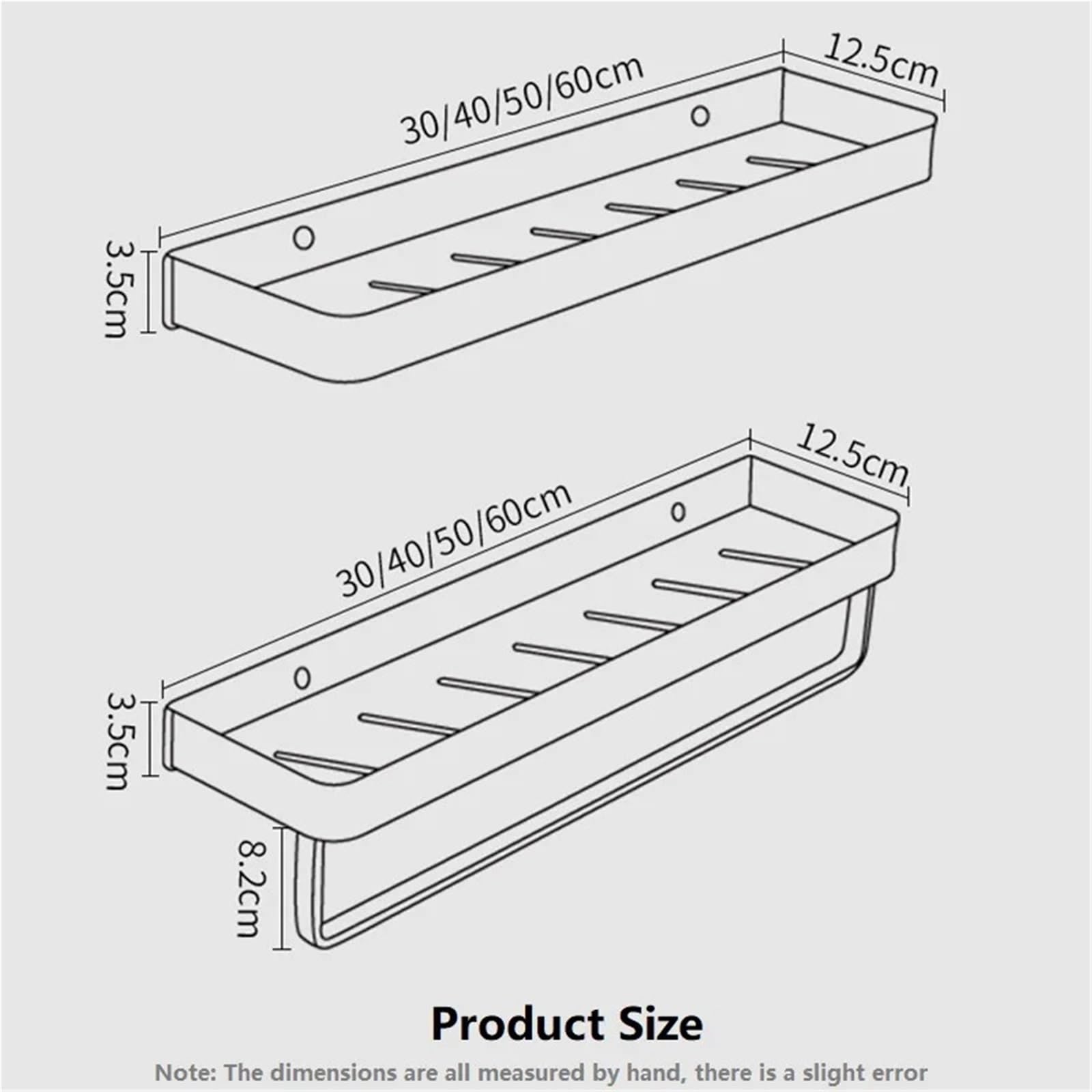 Estanteria ducha Estante de baño sin taladro, organizador, estante almacenamiento, estantes esquina negros, soporte champú for inodoro aluminio montado en la pared para Hogar(50cm towel rail hook)
