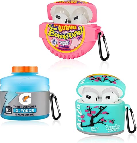 Paquete de 3 fundas para Airpods de 3ª generación, diseño de dibujos animados 3D, funda protectora de silicona divertida y bonita para Airpods de 3ª