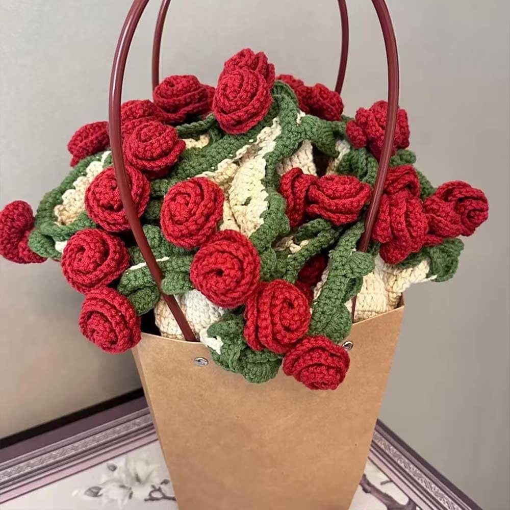 Amazon｜かぎ針編みの花のバラの花束ブランケット、花の花束