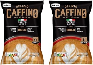CAFFINO Premium Coffee Latte Bold • Strong Coffee • Less Sugar • Real Coffee & Real Milk • 144g Pack (6 Sachets x 24g) | Pack of 2 (288g) | Imported from Indonesia