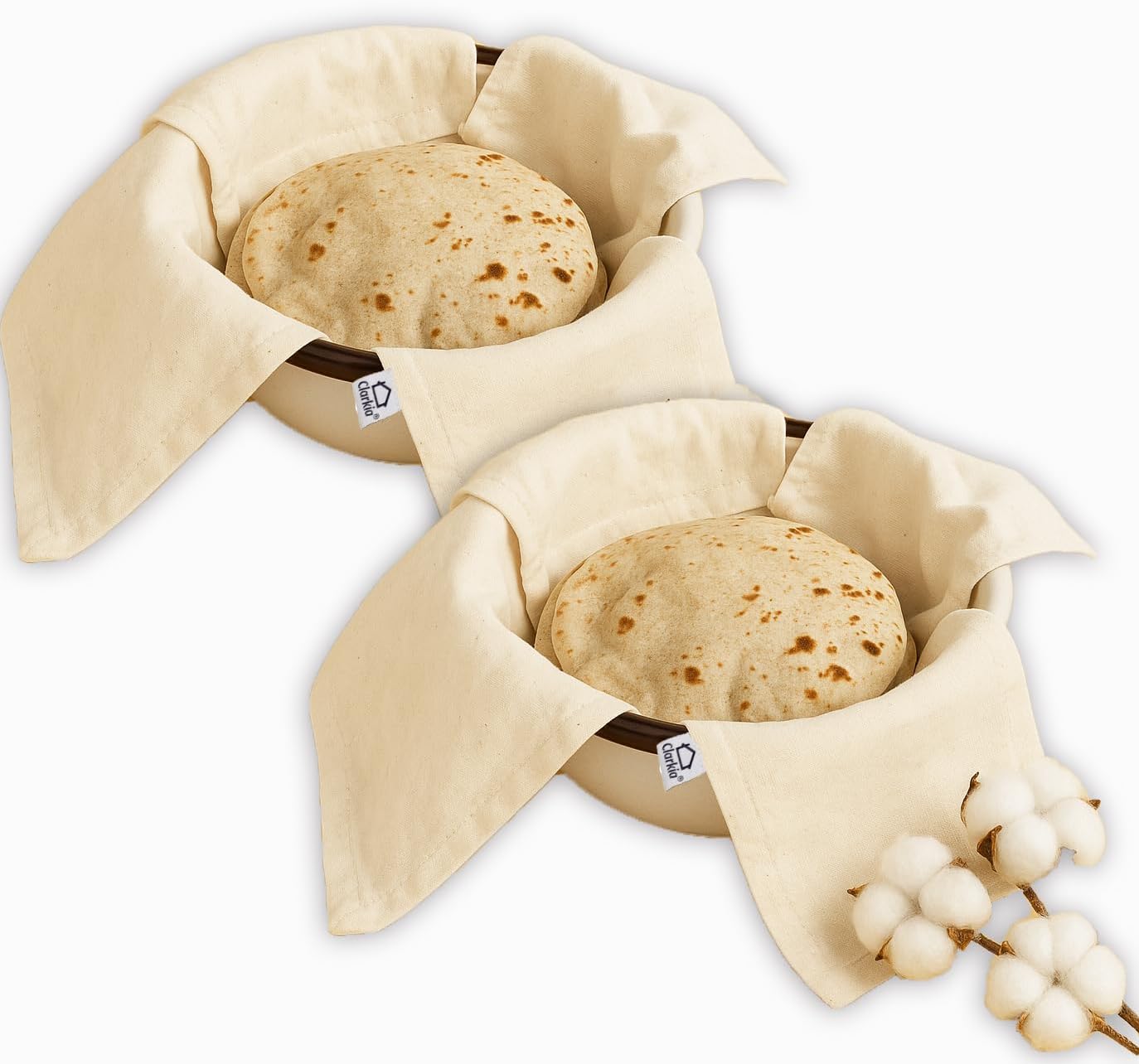 Cotton Double Layer Roti Clothes Wrap with Flaps Muslin Cloth for chapati for hot case Kitchen Chapati Cloth wrap roti Cloth (Standard, 2)