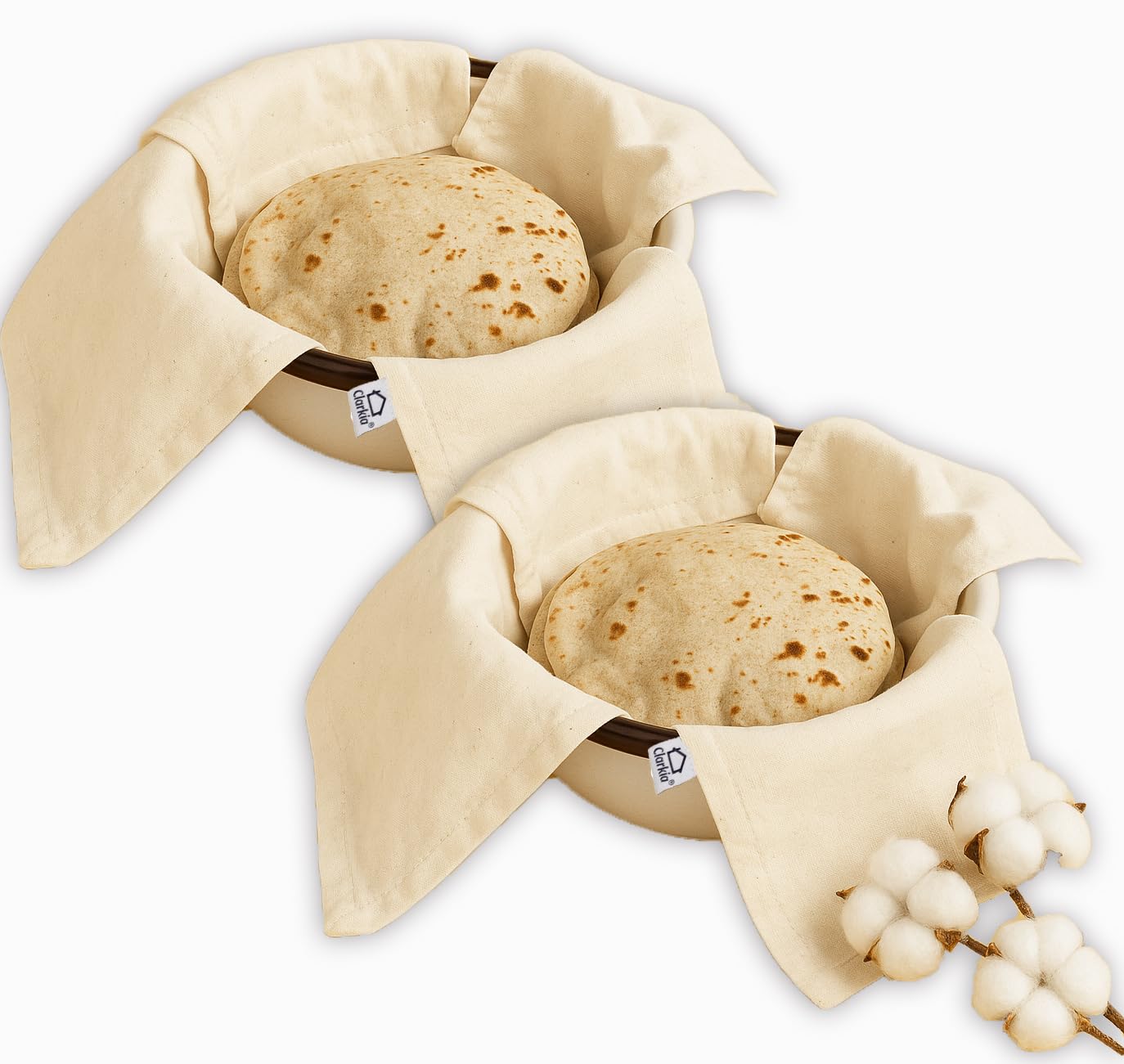 Cotton Double Layer Roti Clothes Wrap with Flaps Muslin Cloth for chapati for hot case Kitchen Chapati Cloth wrap roti Cloth (Standard, 2)