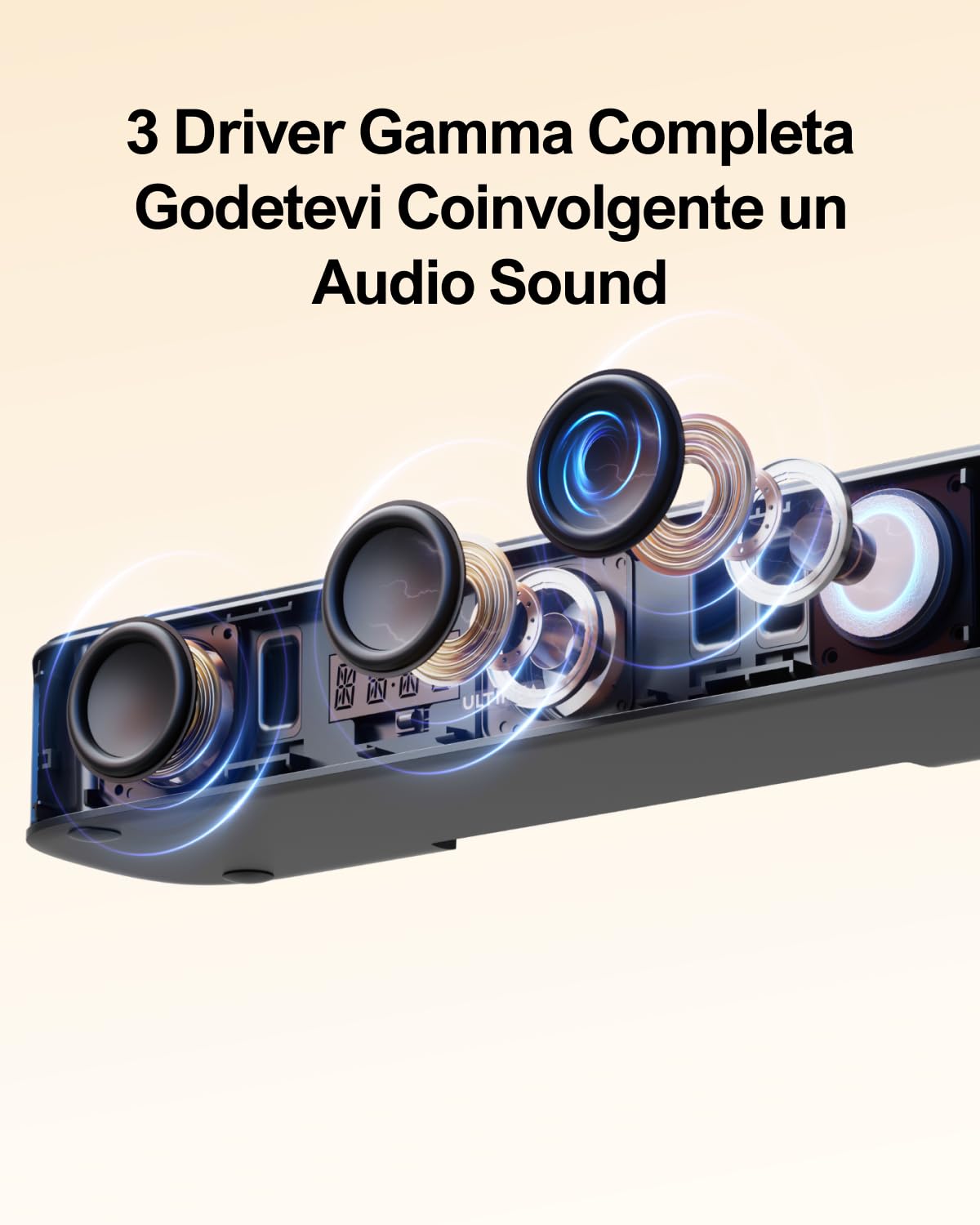 ULTIMEA 7.1ch Soundbar TV, Impianto Surround Virtuale Soundbar per TV con Subwoofer, per Impianto Home Theater, 4 Altoparlanti Surround, App Controllo, Bluetooth5.3, OPT/AUX, Aura A40