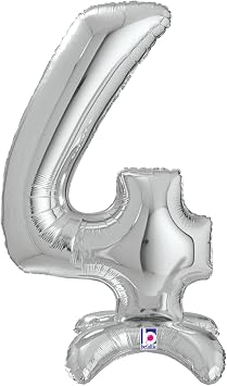 Betallic Standup Number 25" Silver Foil Shape Balloon | One Pack Number 4