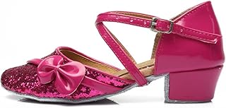 HROYL Niñas Zapatos de Baile/Zapatillas de Baile Latino estándar de satín Salón de Baile K-206