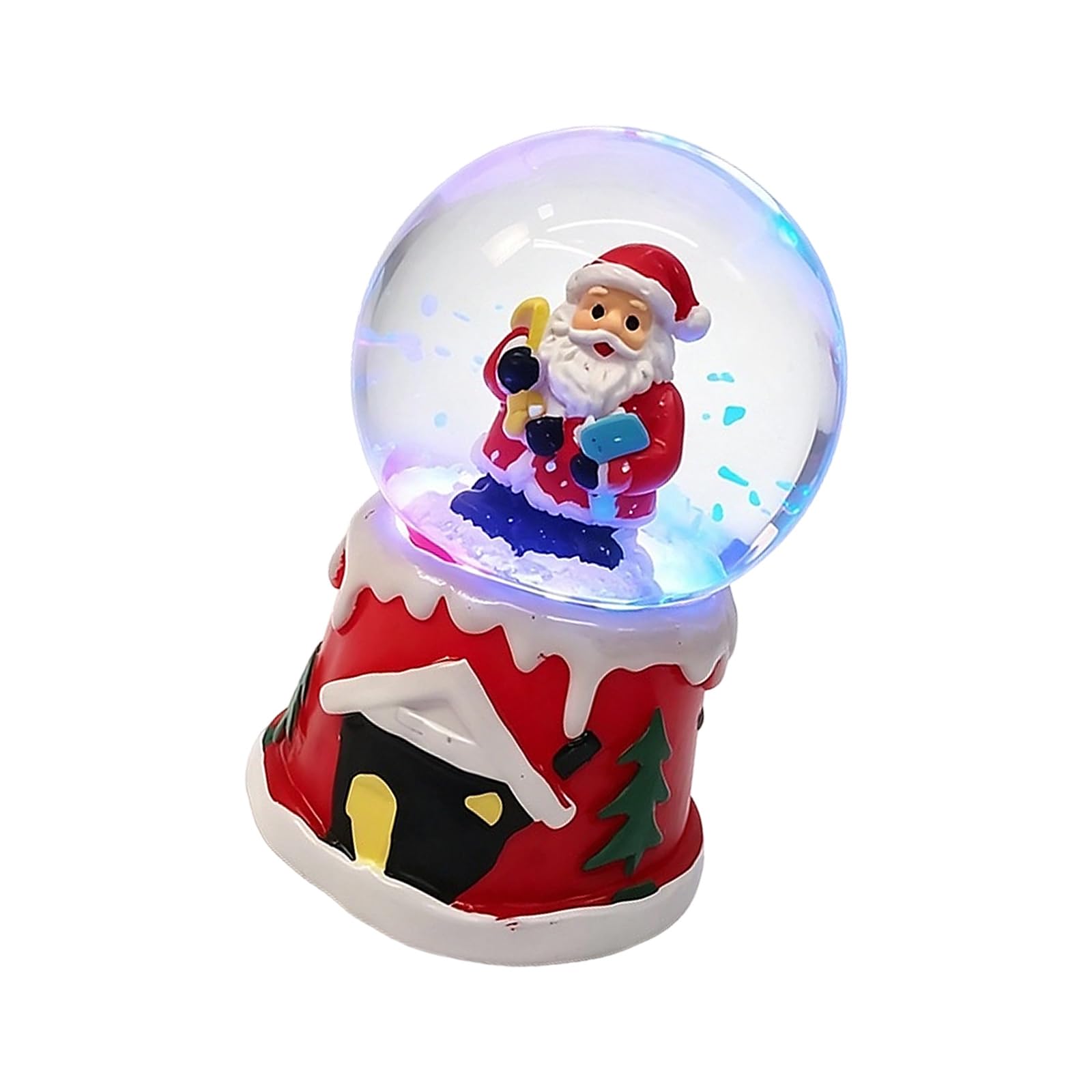 Mekalero Multicolor Shelf Christmas Ornament With Led Light And Snow Motion Effect, Festive Tabletop Decor For Winter Mantel, Desk, And Shelf Display Small Christmas Decor Glowing Snow Scene Accent Desk Ornament Party