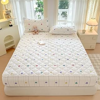King-Size Mattress Pad, Quilted Contour-Fit Premium Mattress Protector, Lightweight and Thick (A04,Twin XL)