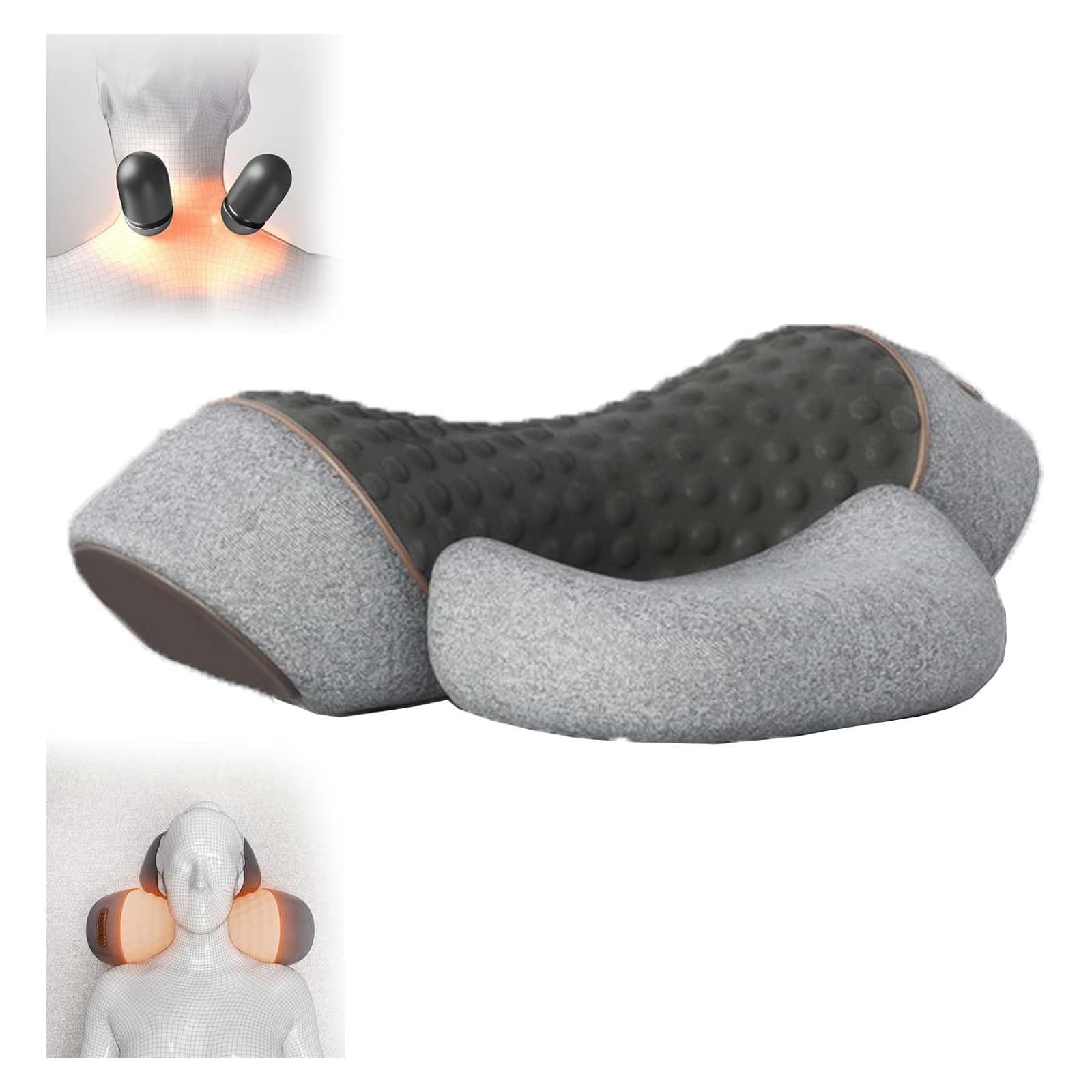 CallixeThera Kissen, CallixeThera Kissen Massage, Callixe Nackenkissen, Beheiztes Massage Nackenkissen, Ergonomisches Massagekissen für Nacken, Einstellbares Memory-Schlafkissen (Grau, 3Funktionen)
