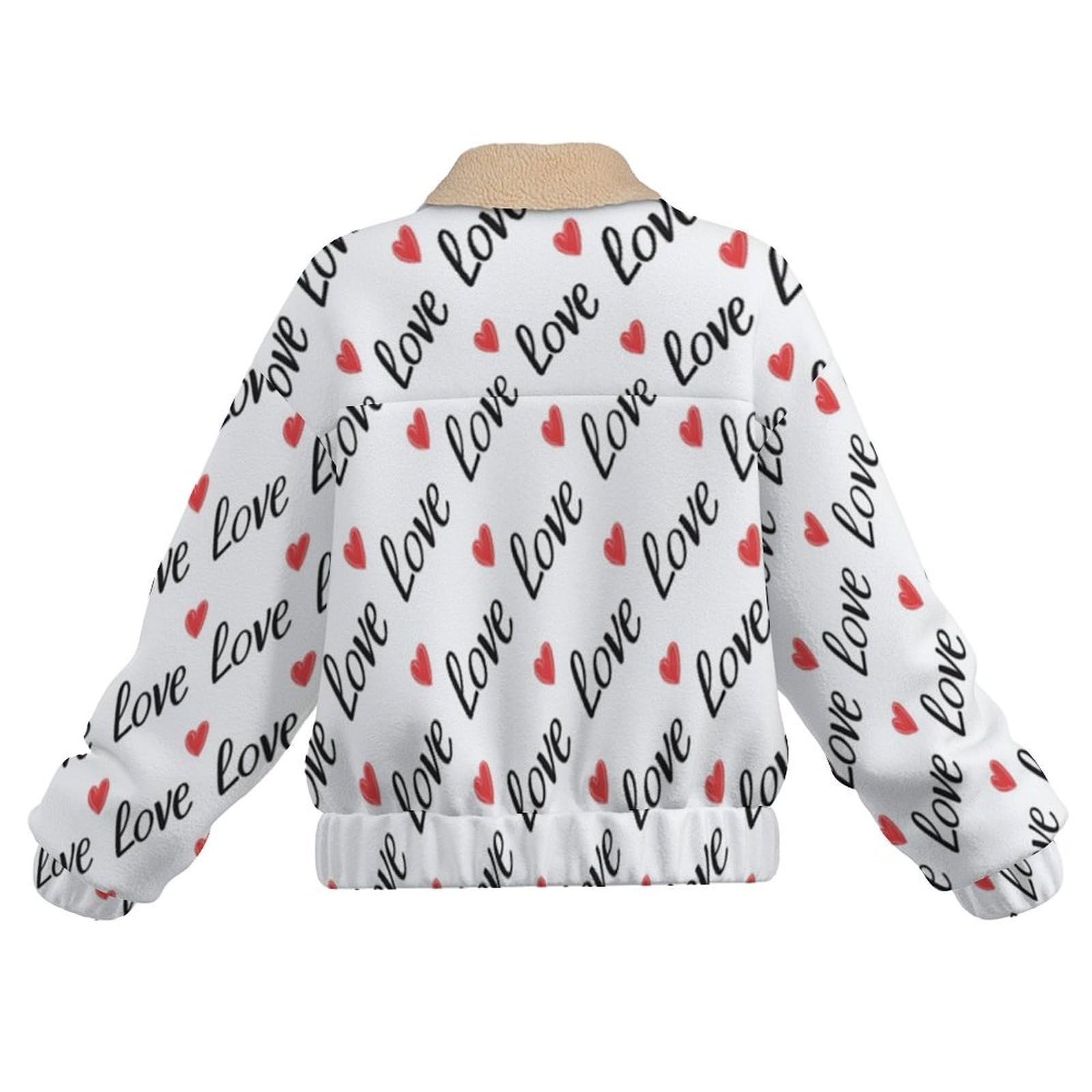 Giacca in Pile Caldi da Donna, Semplice Moda con Stampa a Amore Cuore, Invernale, a Maniche Lunghe, con Chiusura Lampo, Spessa, Comoda, con Tasche