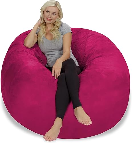 Miniatura 59 de Chill Sack Puf - Sillón gigante de espuma viscoelástica de 5 pies, sofá grande con funda de microfibra suave, color negro ónix Micro Gamuza - Negro