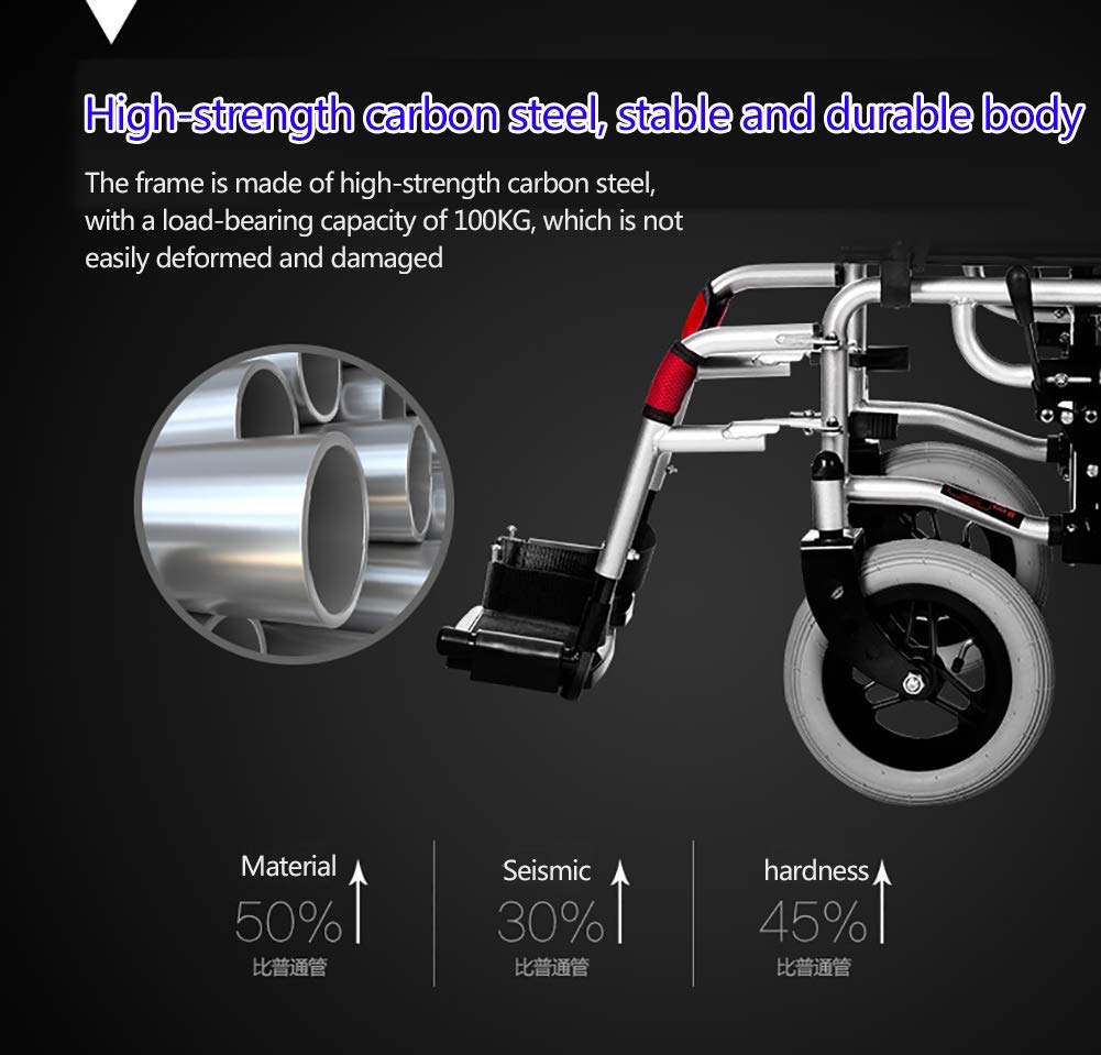 Sedia a rotelle elettrica per impieghi gravosi, Pieghevole, Pieghevole e Leggera, Portatile Powerchair con Cintura di Sicurezza, Alimentazione elettrica o manipolazione Manuale, sc