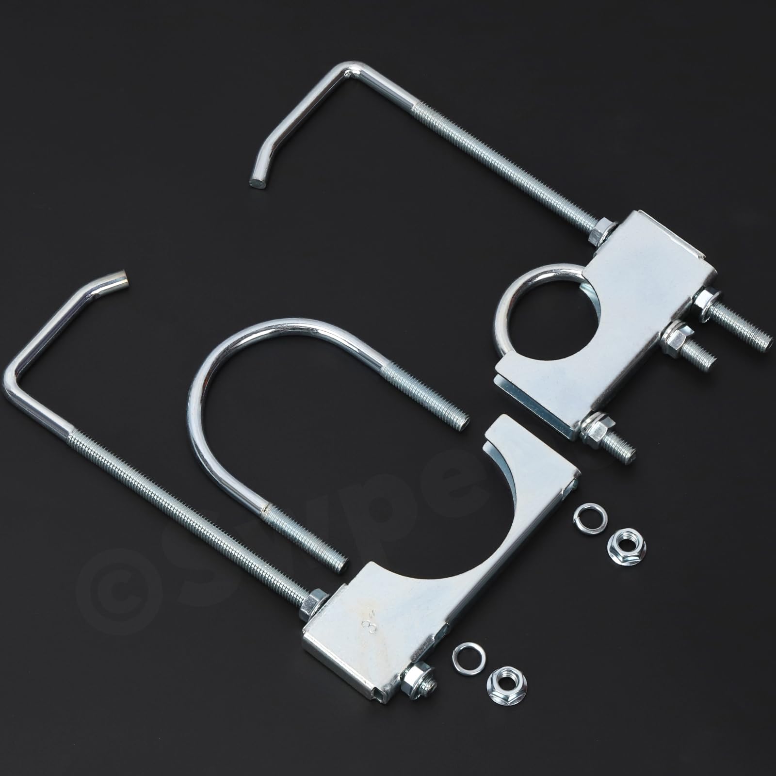 Swpeet - Pinza de escape universal de 7,6 cm con suspensión, resistente y universal para tubo de escape de coche y camión de 7,6 cm (2,5 pulgadas)