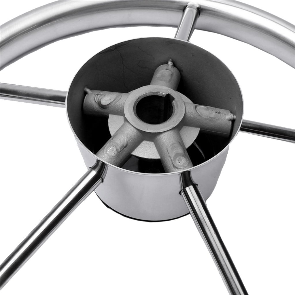 MagiDeal Volant de Bateau en 304 Acier Inoxydable 5 Banches 25 Degrés pour Marine Yacht