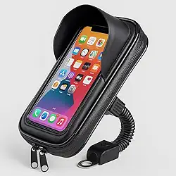 Suporte de Celular para Moto e Bike Impermeável Universal 360° Rotação com Touch Screen Sensível, Fixação Segura no Guidão, Ajustável para GPS e Smartphones até 6,5 Polegadas