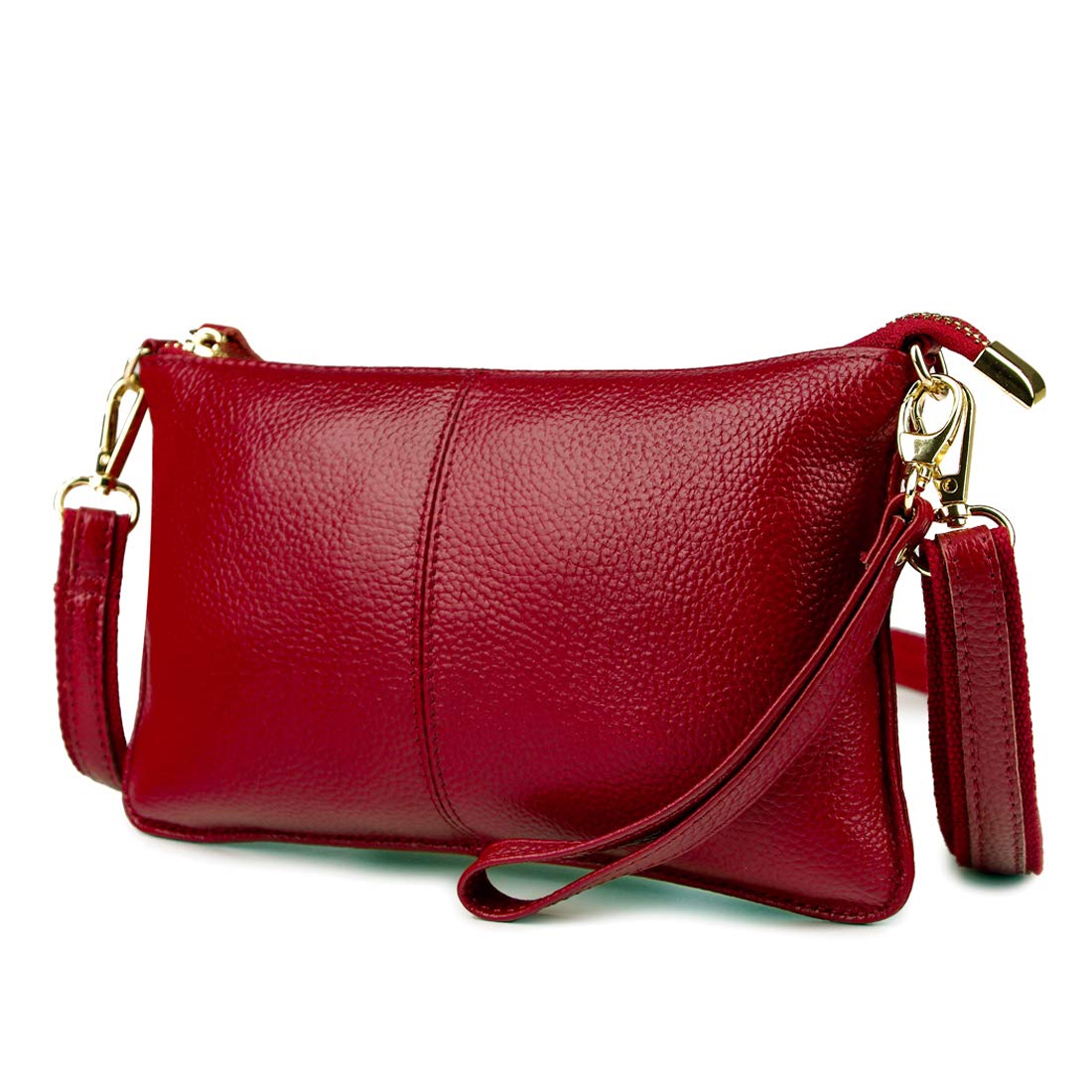 Genuine Leather Clutch Wallet For Women Wristlet Envelop Crossbody Purse Card Shoulder Bag
