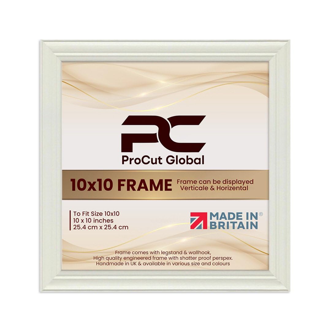 Procut Global 10X10 White Picture Frames - Classic Wooden Photo Frame with Shatterproof Perspex for Wall or Tabletop - Perfect for Posters, Certificates & Prints - Sizes & Colors Available โ image 1