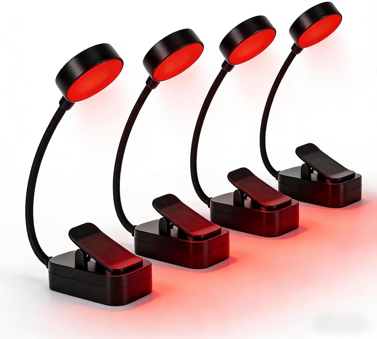 4 Pack Red Book Light,Readling Light，3 Modes,Brightness Adjustment，NO Blue Light,Eye Care,Promoting Natural Sleep Aid