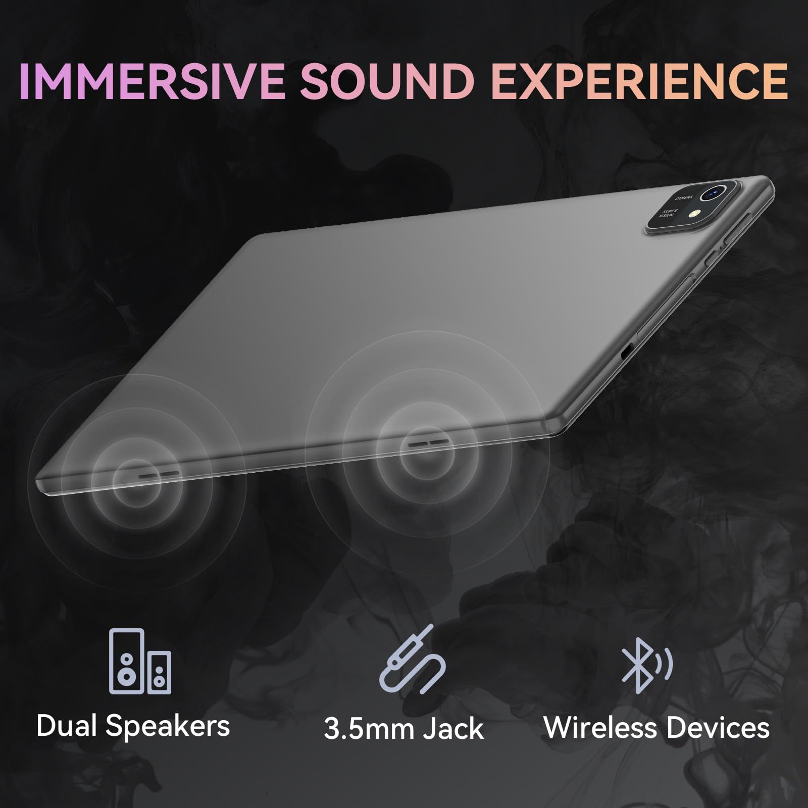 Tablet 10 inch Android 13 Tablets, 6GB RAM 64GB ROM, Quad-Core Processor, 1280x800 LCD Touch Screen, WiFi, GMS, Dual Camera, Bluetooth, 6000mAh Battery