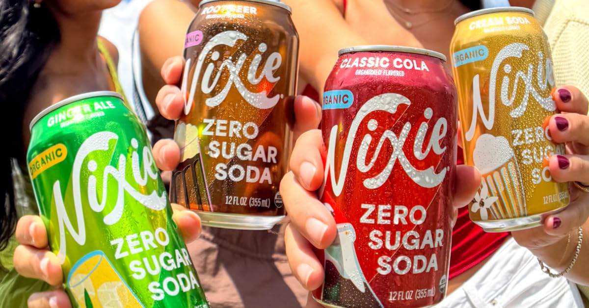 Nixie Organic Zero Sugar Soda, Classic Cola, Healthy Soda Pop, Non-GMO, 0 Sugar, 0 Calories, 40mg Caffeine, 12oz Cans (12 Pack)