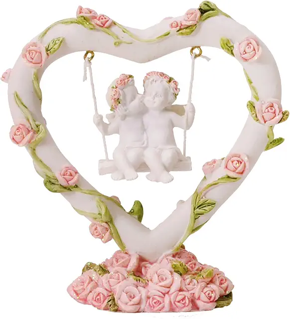 Schaukelnde Engel im Herz Dekofigur - Engel Figuren Deko