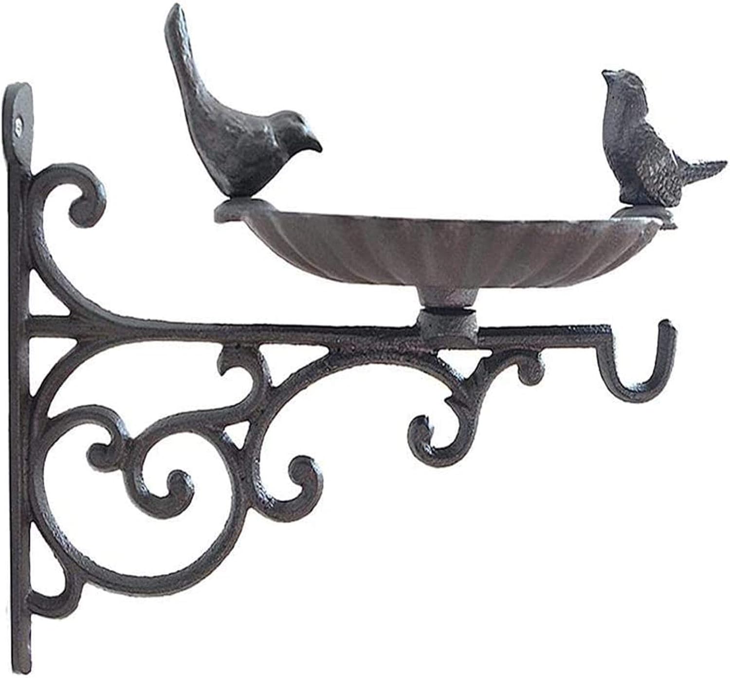 Gr8 Garden Vintage Rustic Style Wall Hanging Cast Iron Bird Bath Feeder