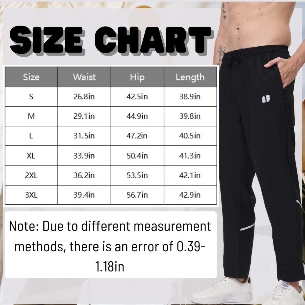 Hpbygstae Pantaloni sportivi da uomo, tasche elasticizzate con cerniera, per jogging e corsa, confezione da 3