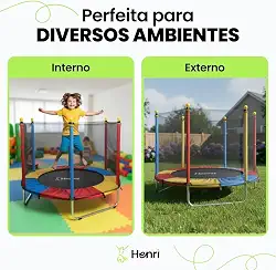 Henri Trampolim Cama Elástica 1,4m com Proteção de Molas