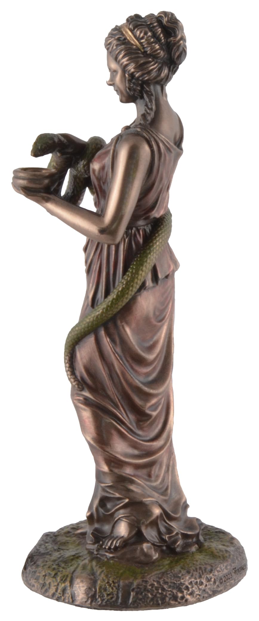 Dea greca Hygieia, dea della salute, pietra artificiale, bronzata/colorata a mano, by Veronese