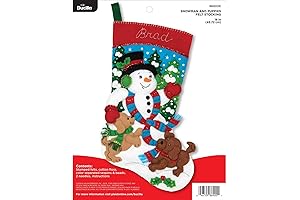 Bucilla Felt Applique Christmas Felt Stocking Kit, 18" Snowman and Puppies