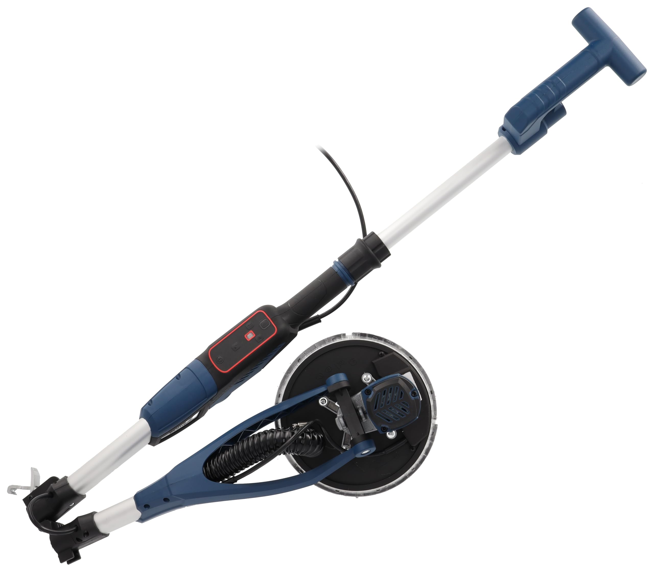 Szlifierka wysięgnikowa do gipsu (ż yrafa) 500 W Dedra DED7768BM – bezszczotkowy silnik, teleskopowy wysięgnik 120–205 cm, regulacja 7 stopni, LED, odsysanie pyłu, lekka 4,5 kg z walizką i akcesoriami