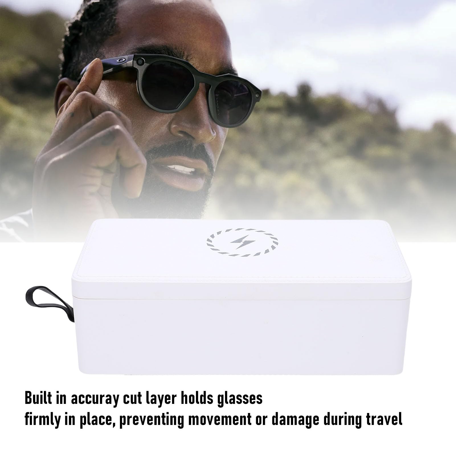 ZJchao Estuche de Carga para Gafas Inteligentes, Estación de Carga Universal Portátil con Indicador LED y Chip Protector, para Gafas Inteligentes de Menos de 55 Mm