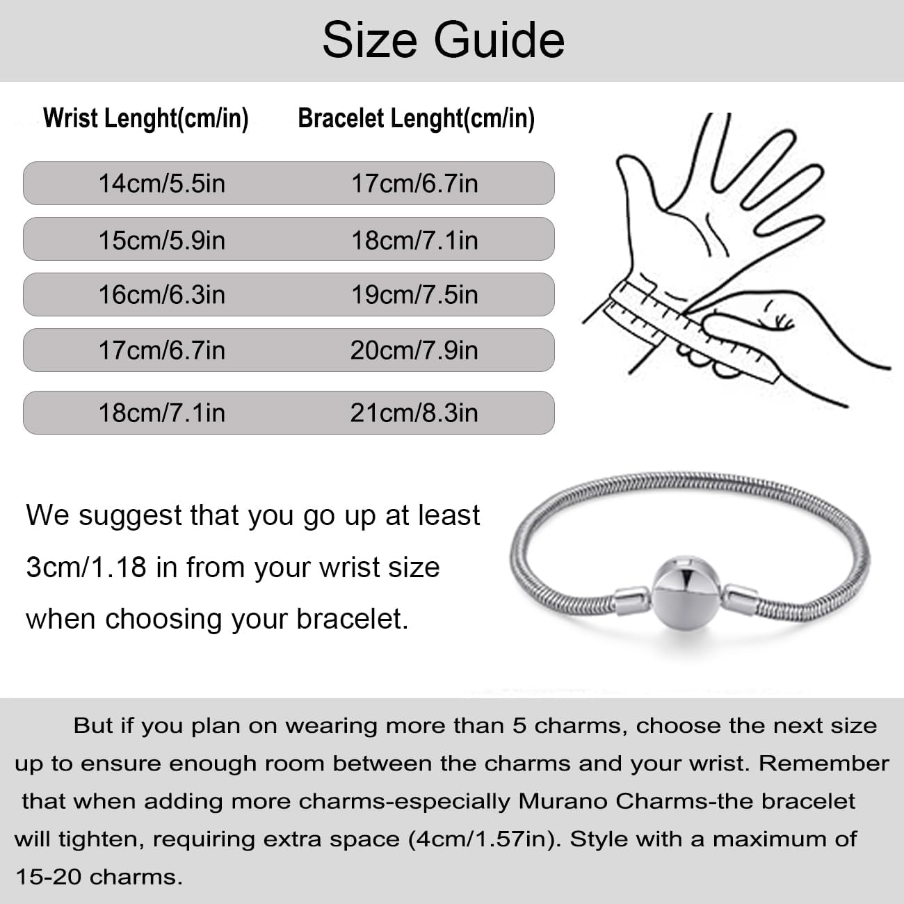 925 Sterling Silver Bracelets for Women, Snake Chain Charm Bracelet Fully Compatible with Pandora Charms, Non Tarnish Jewelry Gifts, Fits Any Charm Gift for Women - Image 5