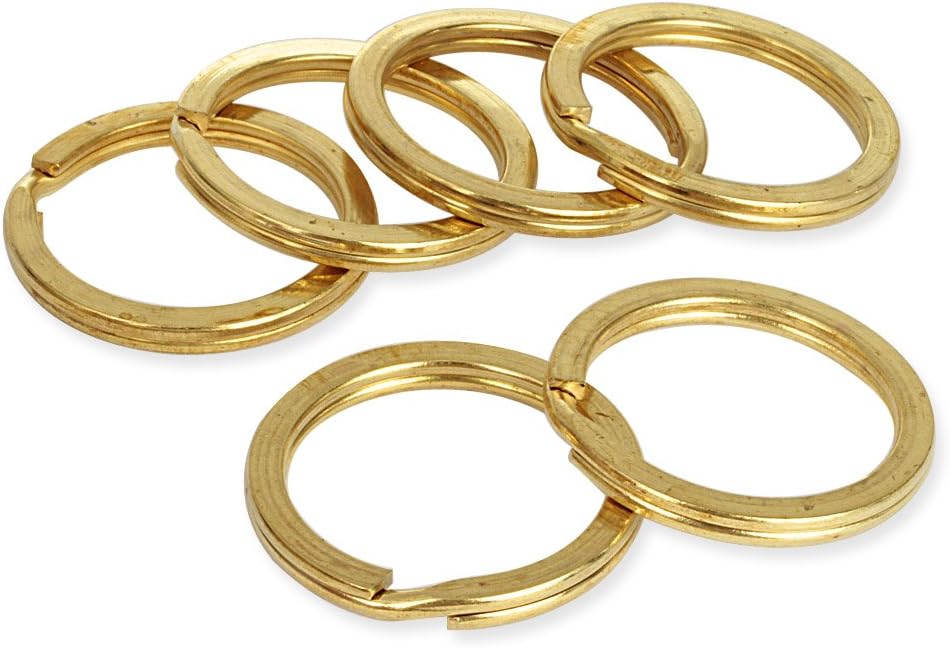 12 Pieces Wholesale Solid Brass Flat Split Key Ring Chain Hook Hardware (25mm)