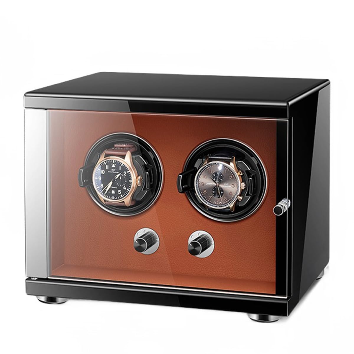 EHVYBDX Watch Winder for Automatic Watches Solid Wooden Box for 2 Watches Watch Turner with Quiet Motors for Women's and Men's Watches Adapter Powered