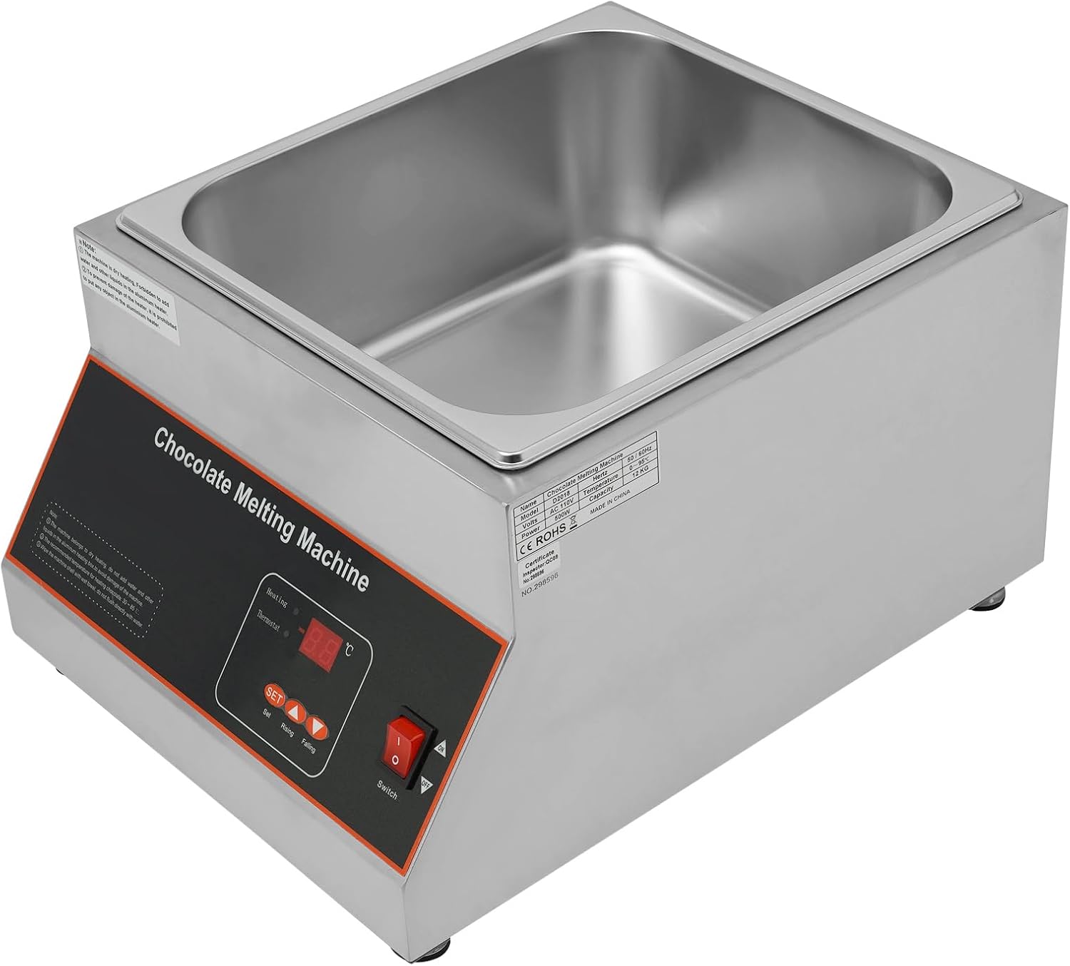 Electric Chocolate Melting Machine 1 Pot Chocolate Warmer Boiler Tempering Machine Melting Pot Chocolate Melter