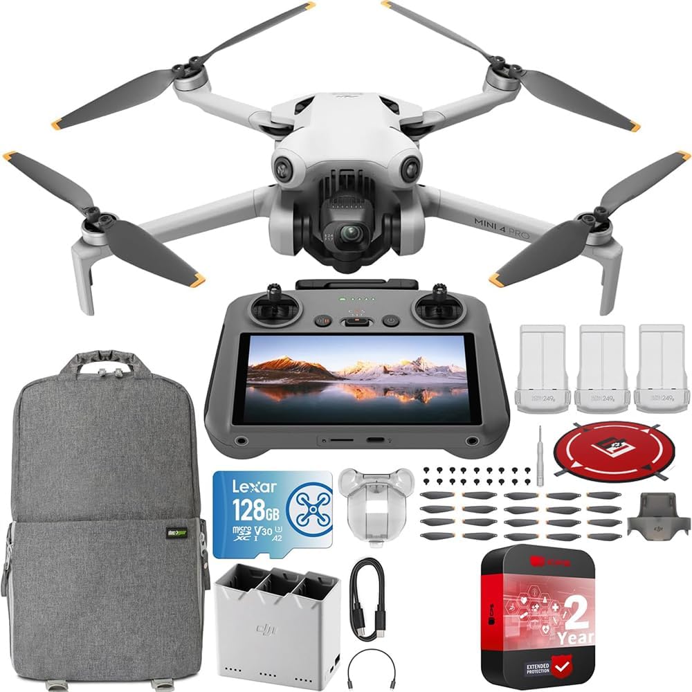 DJI Mini 4 Pro Folding Drone with RC-N2 Remote (No Screen) 4K HDR Video Camera for Adults, Under 249g, Omnidirectional Sensing Bundle with Deco Gear Custom Hard Case + Wide Angle Lens & Accessories Mini 4 Pro (DJI RC-N2) + Hard Case - Image 1 of 9